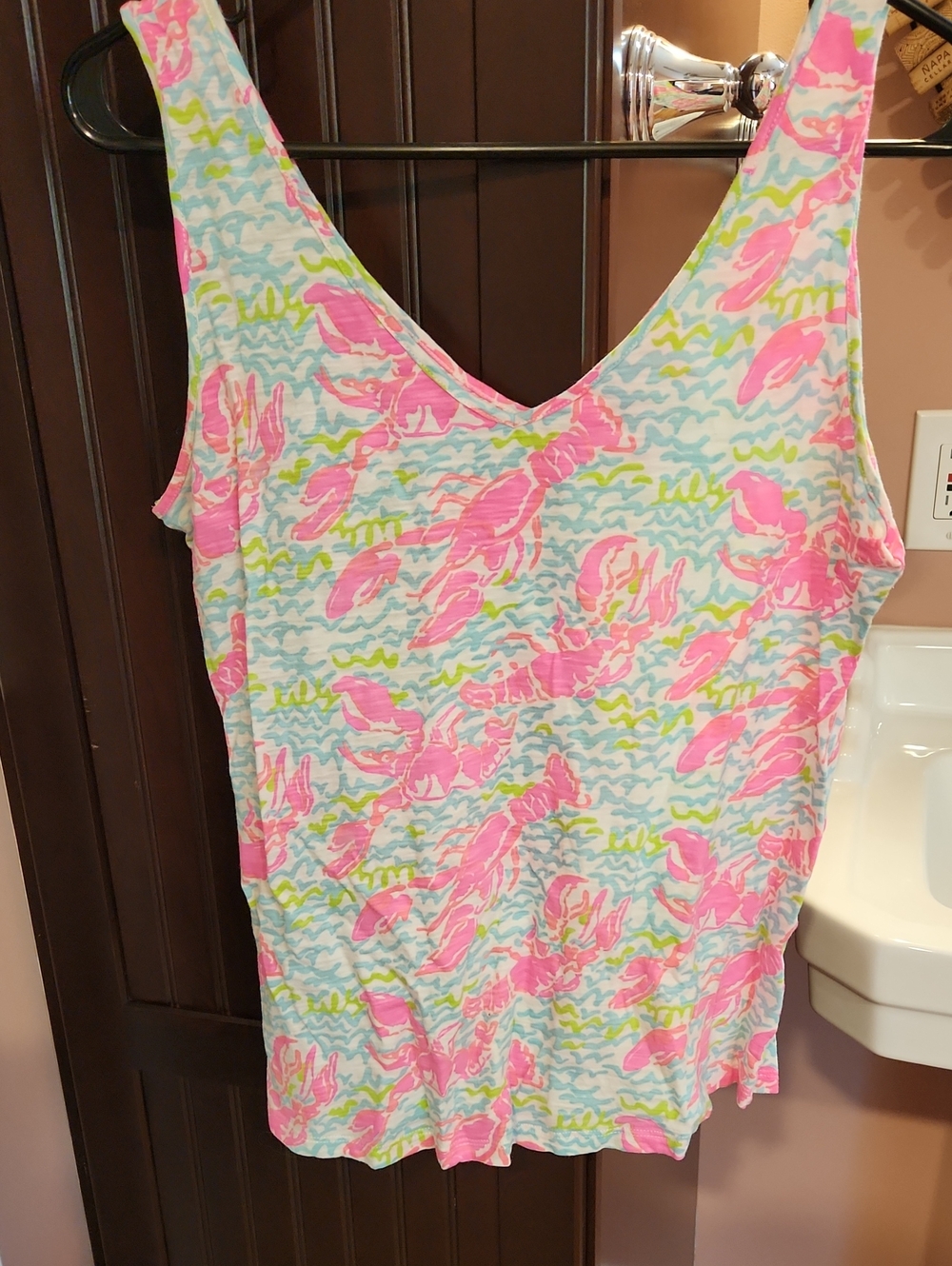 Lilly Pulitzer Pink Lobster Print V-Neck Tank